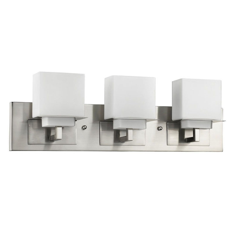 Metal And Glass Three Lights Flush Mounted Sconce - Silver And White