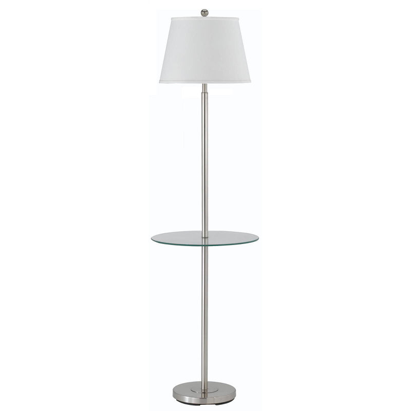 Tray Table Floor Lamp With White Transparent Glass Square Shade - Nickel