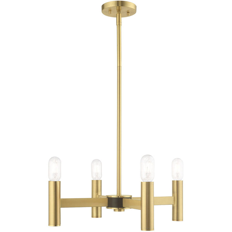19" Four Light Dimmable Chandelier With Shades - Brass
