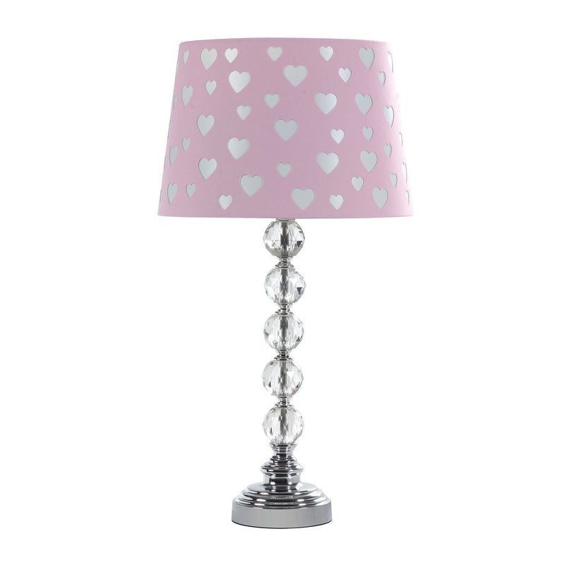 Crystal With Shade Table Lamp - Pink And White Dot