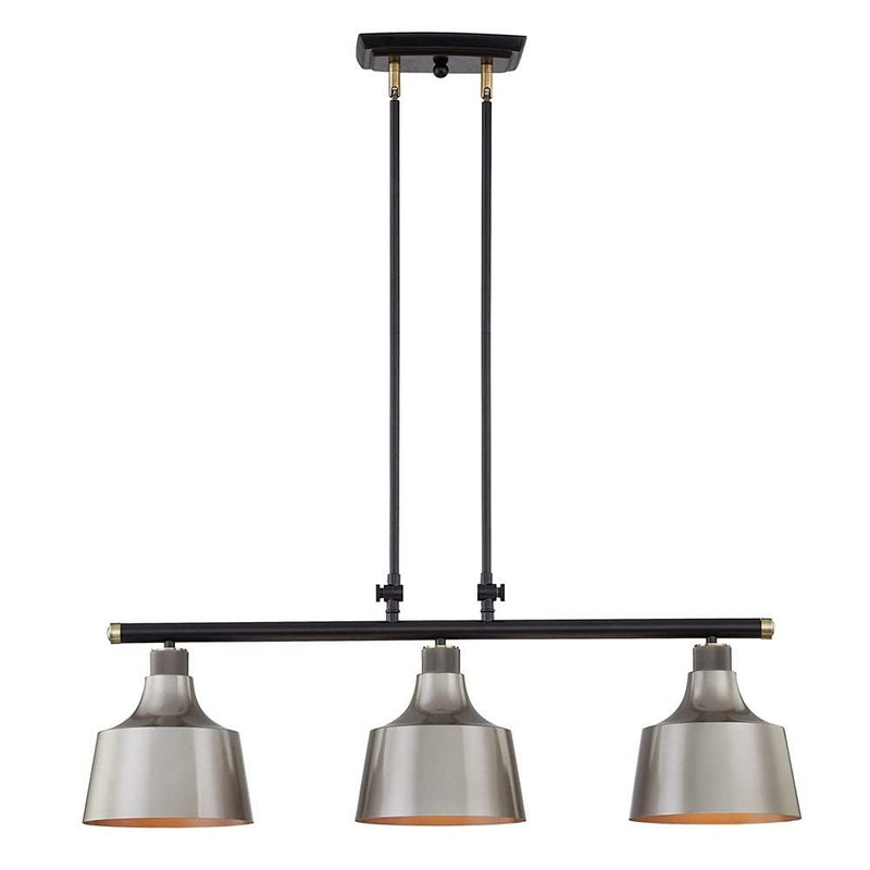 Kitchen Island Three Light Metal Dimmable Chandelier With Shades - Black / Gray