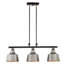 Load image into Gallery viewer, Kitchen Island Three Light Metal Dimmable Chandelier With Shades - Black / Gray
