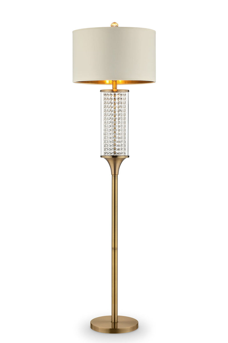 Column Floor Lamp With Off-White Drum Shade - Gold