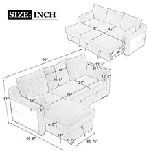 Load image into Gallery viewer, Pull Out Sleeper Sofa L-Shaped Couch Convertible Sofa Bed With Storage Chaise, Storage Racks And USB Ports
