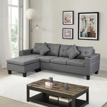 Load image into Gallery viewer, Modern Sectional Sofa Set With L Shape Chaise Lounge, Cup Holder, 4 Seat - Gray
