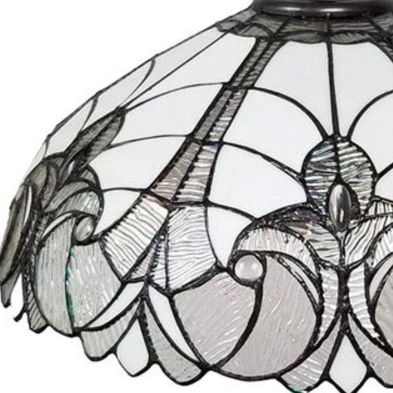 9'' Unique Statement Two Light Glass Dimmable Chandelier With Shades - Black / White