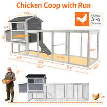 Load image into Gallery viewer, Chicken Coop, Large Outdoor Hen House With Run And Nesting Box Poultry Cage
