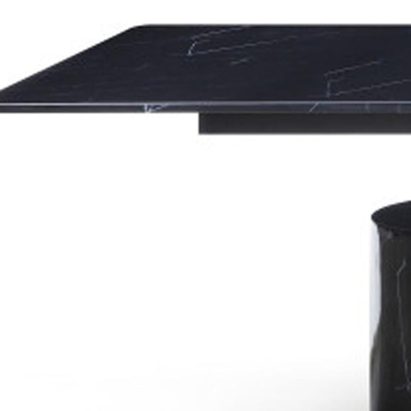 Marble Double Pedestal Base Dining Table - Black