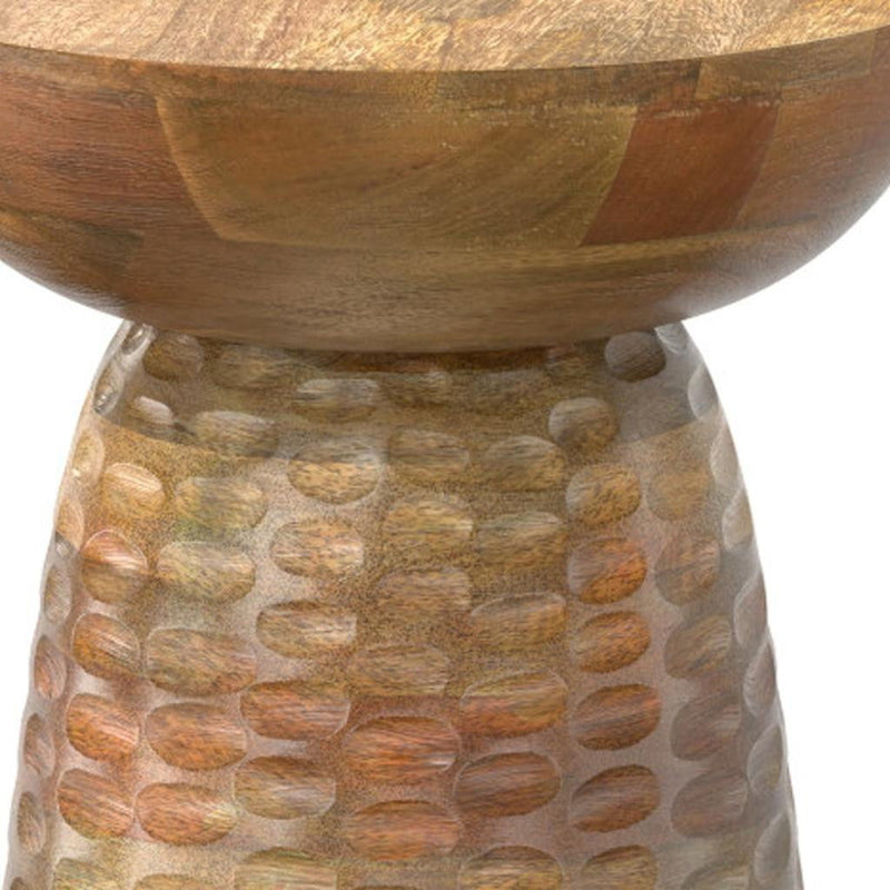Round End Table Solid Wood - Natural