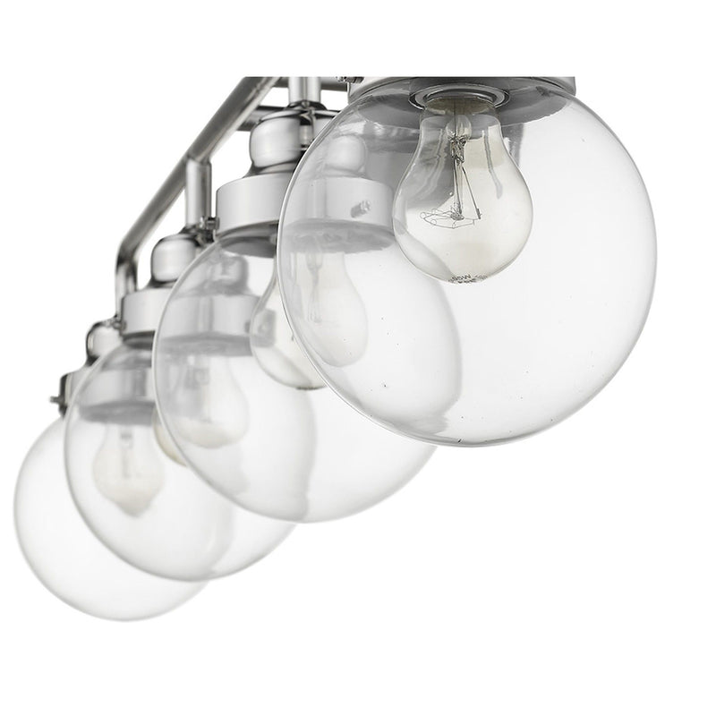 Metal And Glass Vanity Flush Mounted Sconce (398705) - Silver And Clear