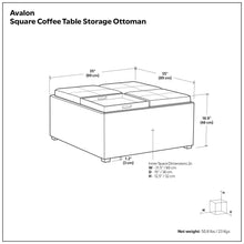 Load image into Gallery viewer, Avalon - Upholstered Square Coffee Table Storage Ottoman
