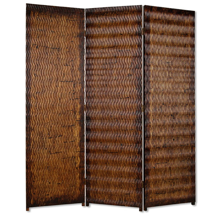 63" x 72" Wood 3 Panel Screen - Brown