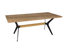 Load image into Gallery viewer, 79" Wood And Metal Trestle Base Dining Table - Brown / Red
