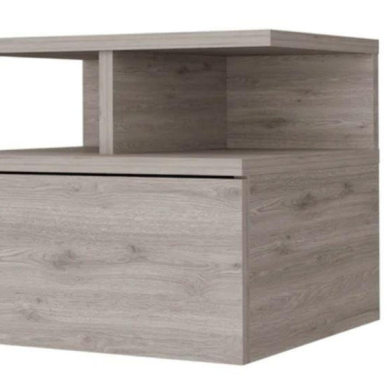 Wood One Drawer Floating Nightstand - Light Gray