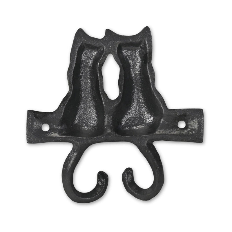 Two Hook 5" Cast Iron Wall Hooks - Black