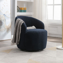 Load image into Gallery viewer, Teddy Fabric Swivel Accent Armchair Barrel Chair With Powder Coating Metal Ring
