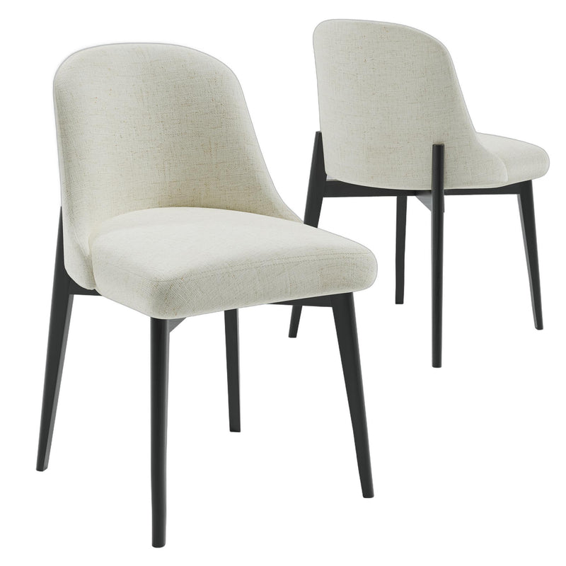And Black Chenille And Wood Dining Side Chairs (Set of 2) - White