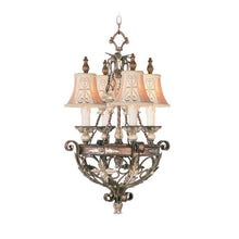 Load image into Gallery viewer, 29" Four Light Metal Dimmable Chandelier With Shades - Bronze / Cream
