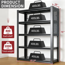 Load image into Gallery viewer, Industrial 5-Tier Adjustable Shelving Unit With Pegboard Heavy-Duty Storage
