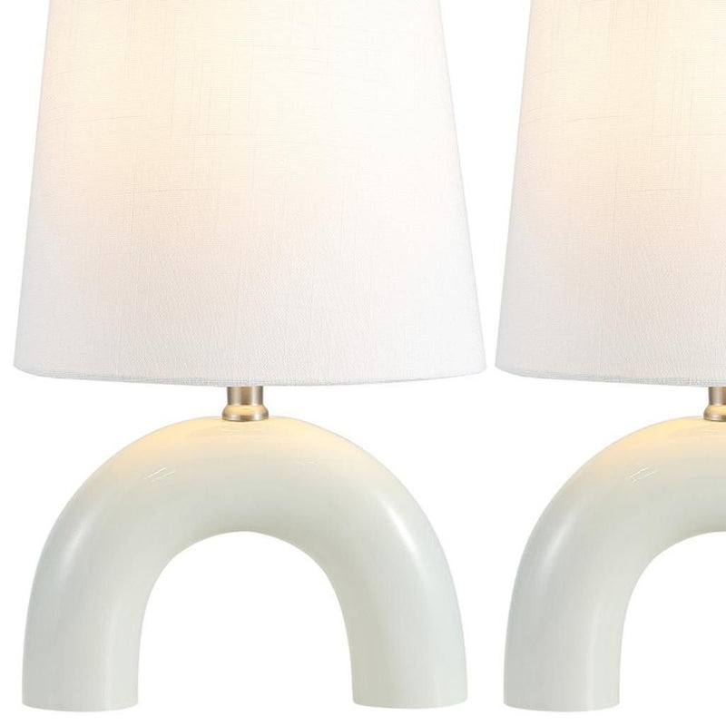 Geometric Arched Lamps With Empire Shades (Set of 2) - White