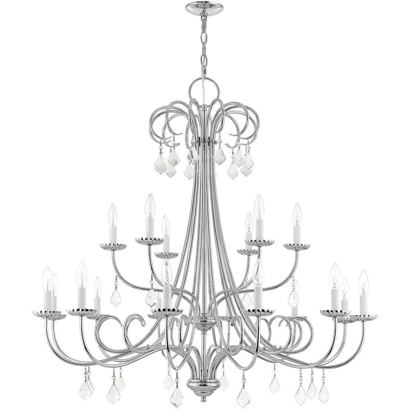 41" Multi Light Dimmable Chandelier With Shades - Silver
