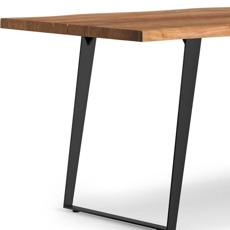 72" Solid Wood Iron Frame Base Dining Table - Natural / Black