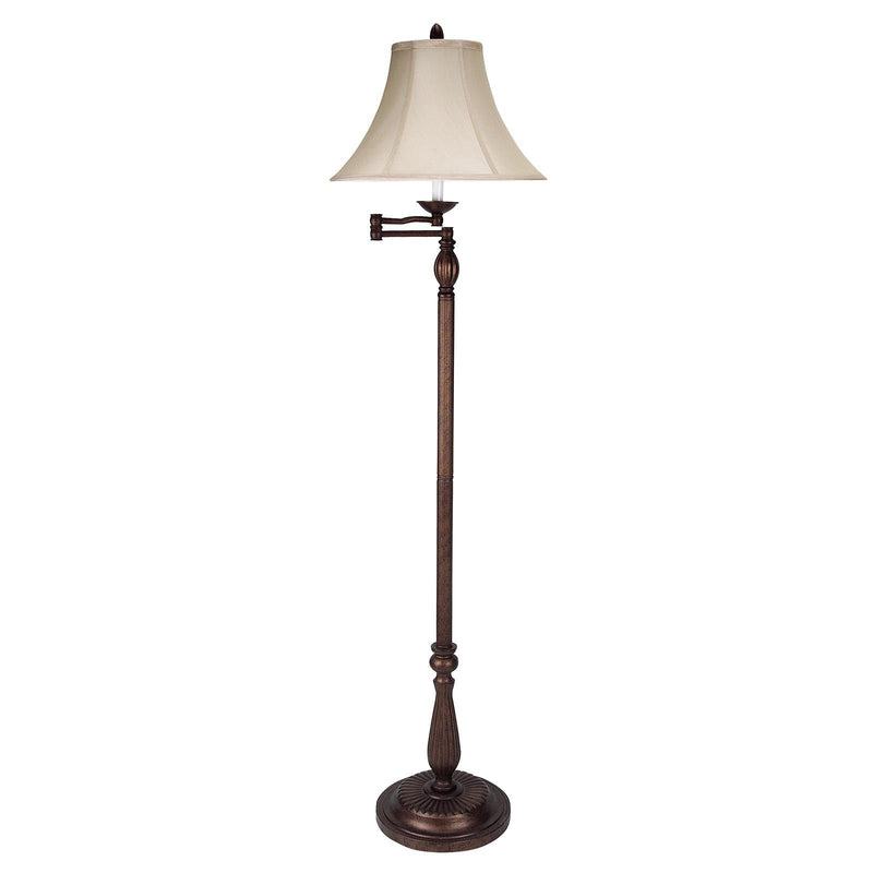 Swing Arm Floor Lamp With Champagne Bell Shade - Rust
