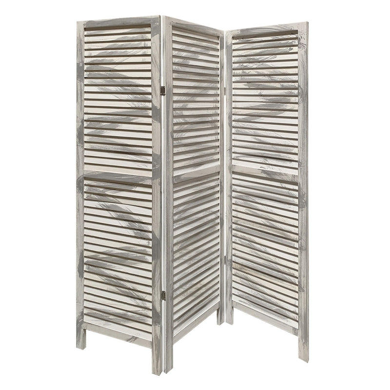 Folding Three Panel Screen Room Divider - Gray