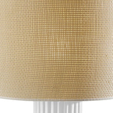 Load image into Gallery viewer, Ceramic Cylinder Table Lamp With Beige Drum Shade - White
