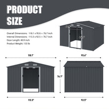 Load image into Gallery viewer, Outdoor Storage Shed Large Metal Tool Sheds, Heavy Duty Storage House With Sliding Doors
