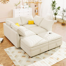Load image into Gallery viewer, Versatile 6 Piece Modular Sofa Bed With Storage, Stylish Faux Double Layer Cushions, Comfortable &amp; Durable Design, Perfect For Any Living Space
