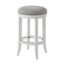 Load image into Gallery viewer, Solid Wood Swivel Backless Counter Height Bar Chair With Footrest 25" - Gray And Antiqued White
