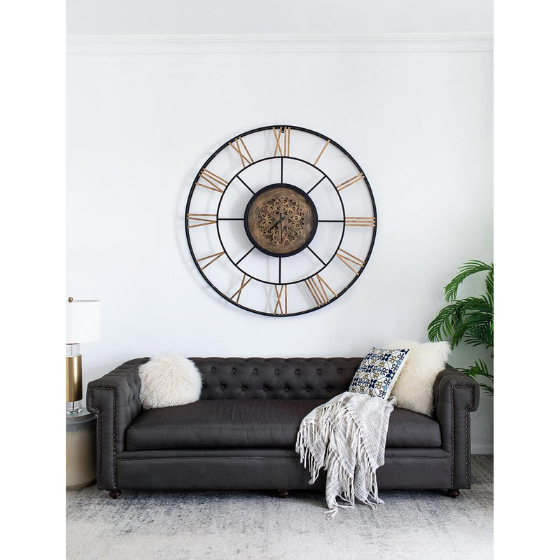 Circle Analog Exposed Gear Wall Clock (485979) - Copper
