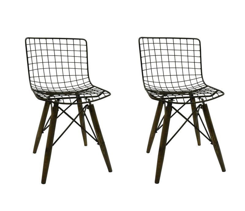 Metal Partially Open Back Dining Side Chairs (Set of 2) - Gray