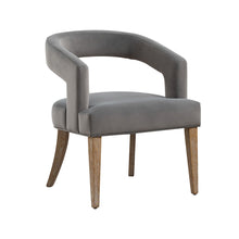 Load image into Gallery viewer, Wide Modern Barrel Open Back Upholstered Accent Chair With Weathered Solid Wood Legs

