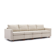 Load image into Gallery viewer, 4 Seat Module Sectional Sofa Couch With 1 Ottoman for living room,Seat Cushion and Back Cushion Non-Removable and Non-Washable,Cream
