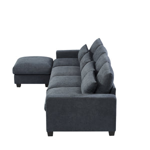 U_Style Modern Large L-Shape Feather Filled Sectional Sofa,  Convertible Sofa Couch with Reversible Chaise for Living Room