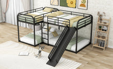 Load image into Gallery viewer, Full and Twin Size L-Shaped Bunk Bed with Slide and Short Ladder, Black
