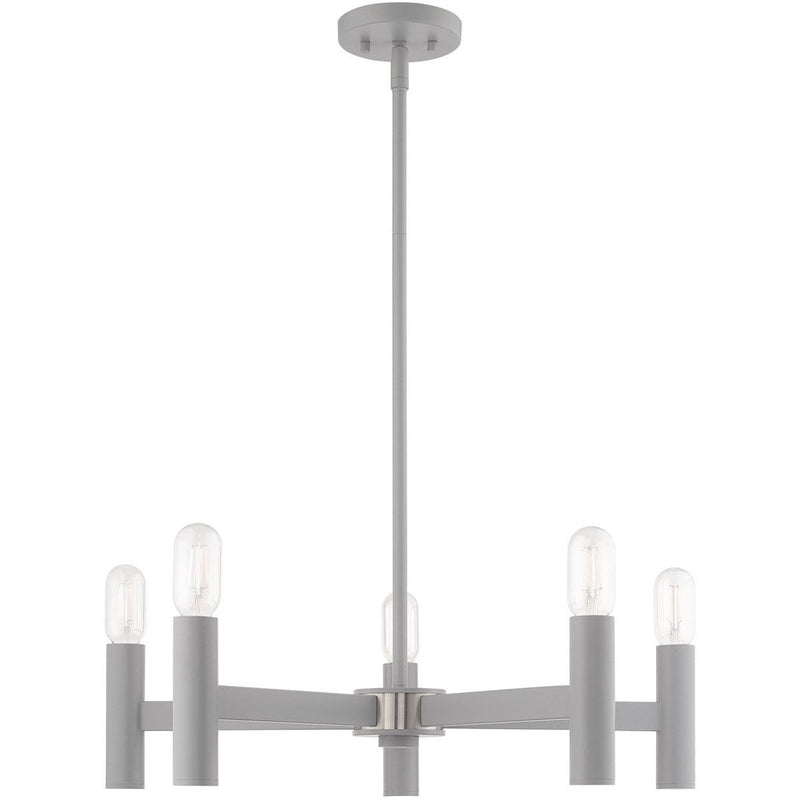 19" Five Light Dimmable Chandelier With Shades - Gray