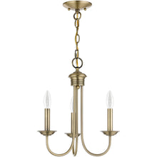 Load image into Gallery viewer, 16" Three Light Dimmable Chandelier With Shades - Antiqued Brass
