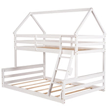 Load image into Gallery viewer, Twin over Full House Bunk Bed with Built-in Ladder,White
