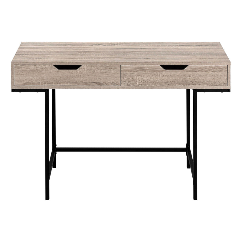47" Wood And Metal H-Shape Computer Desk With Two Drawers - Taupe And Black