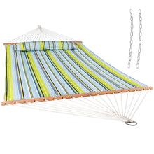 Load image into Gallery viewer, Striped Double Hammock - Aqua / Lime Green

