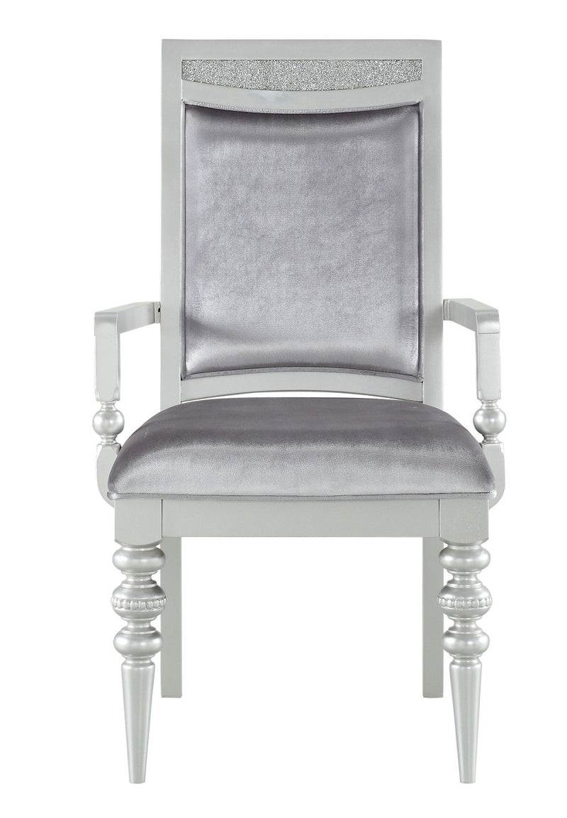 Upholstered Fabric Dining Arm Chairs (Set of 2) - Platinum