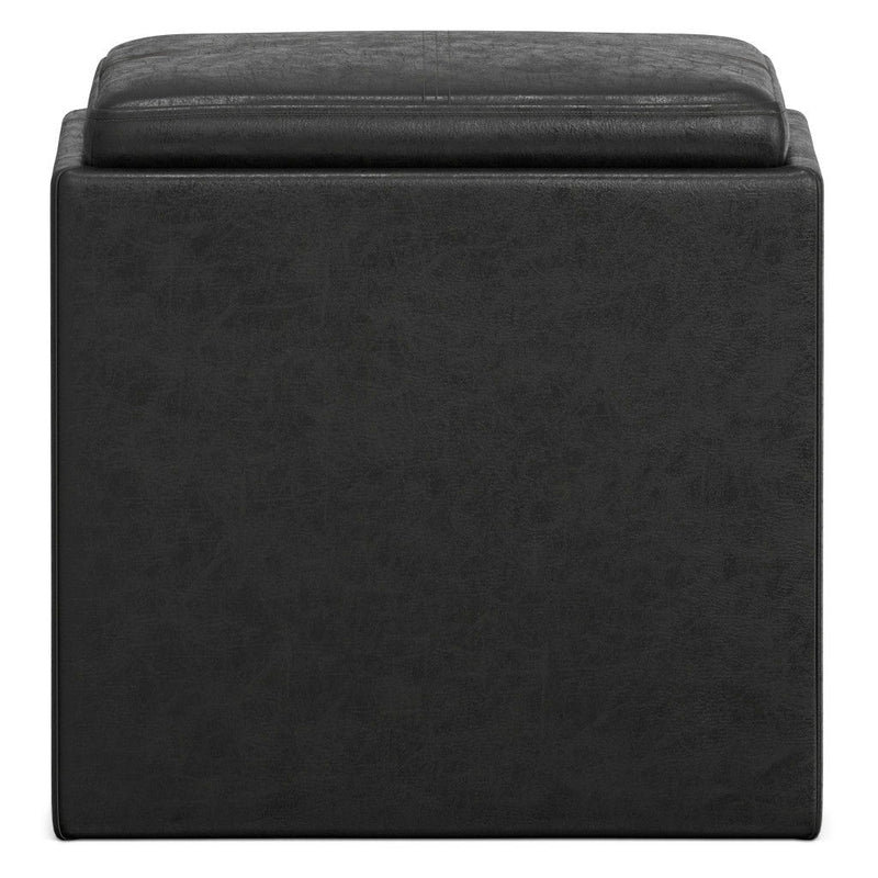 17" Upholstery Storage Ottoman - Black