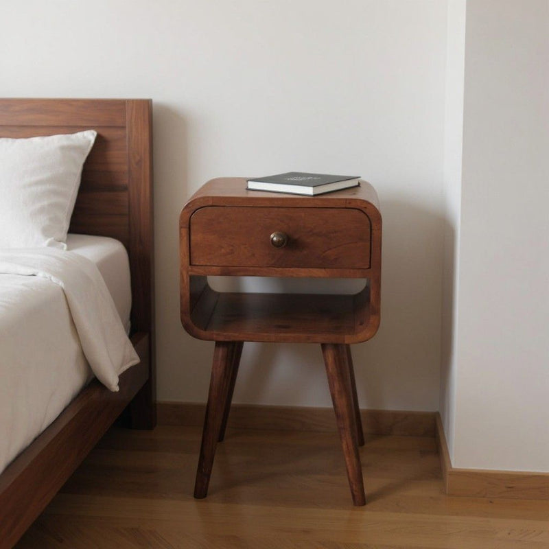 22" Solid Wood Square One Drawer Nightstand - Brown
