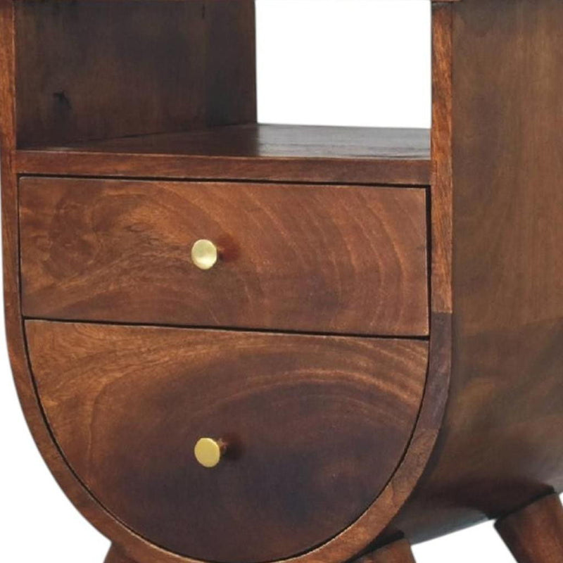 21" Solid Wood Two Drawer Nightstand - Chestnut