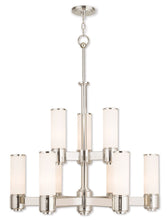 Load image into Gallery viewer, Nine Light Metal Dimmable Chandelier With Shades - Nickel / Opal
