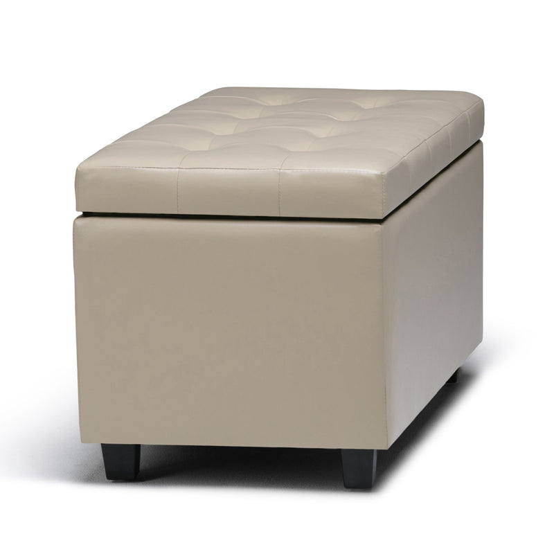 34" Upholstery Storage Ottoman - Dark Brown / Cream