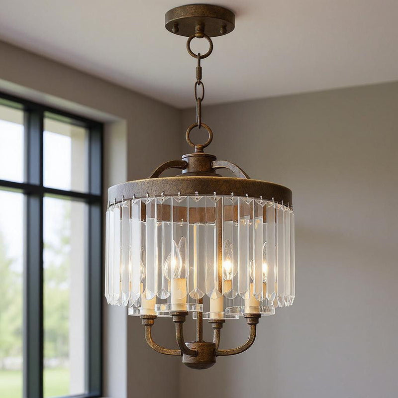 18'' Four Light Dimmable Chandelier With Shades - Bronze